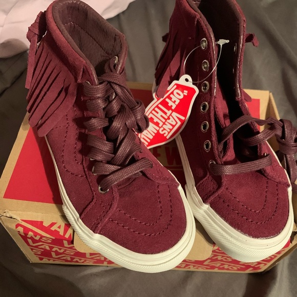 burgundy suede high top vans